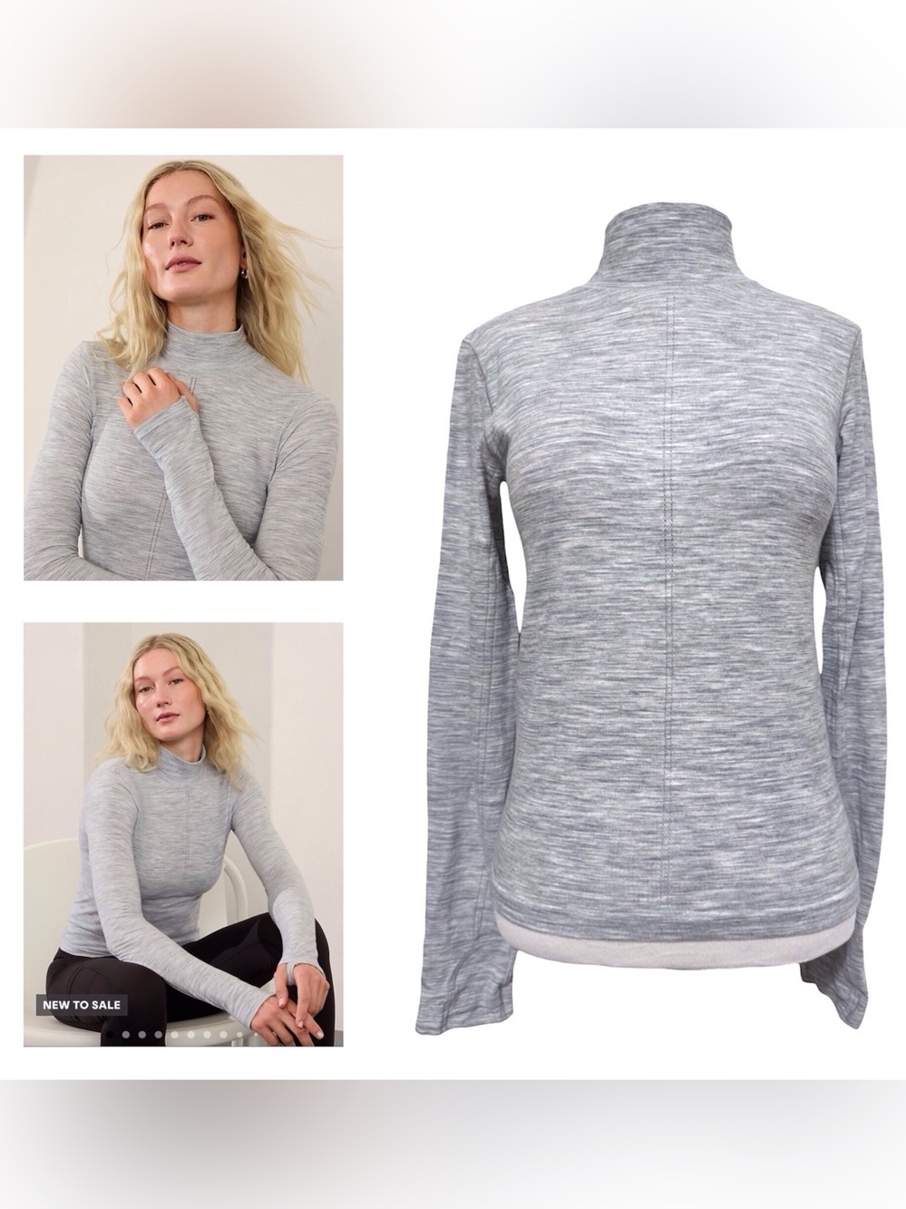 Athleta Ascent Wool Blend Turtleneck Mock Neck Long Sleeve Shirt Small